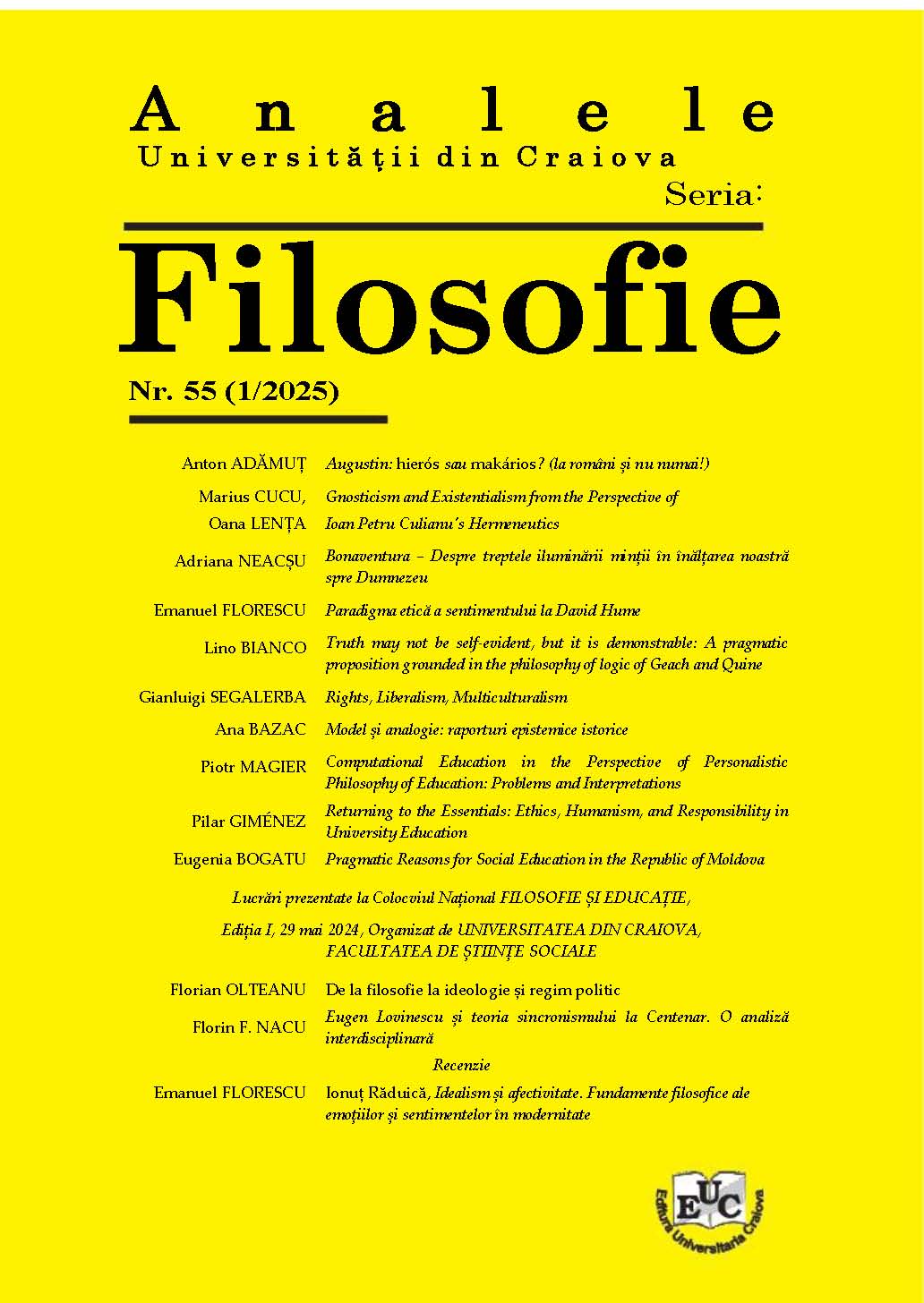 					View No. 55 (2025): Analele Universității din Craiova, seria Filosofie
				